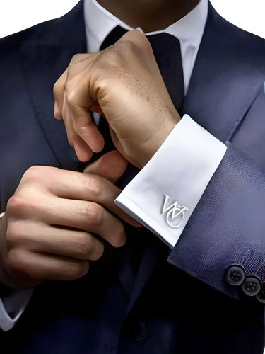 Custom Initials Cufflinks for Men in Stainless Steel -, Cufflinks , Drestiny , Australia, Canada, Cufflinks, Gold, New Zealand, Silver, United Kingdom, United States , Drestiny , www.shopdrestiny.com